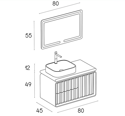 کابینت روشویی چوب و پی وی سی مدل L-012